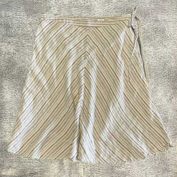Vintage Old Navy Linen Striped Midi Skirt - Picture 1 of 7